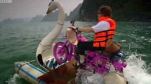 Richard Hammond shows off his motorbike turned water bike